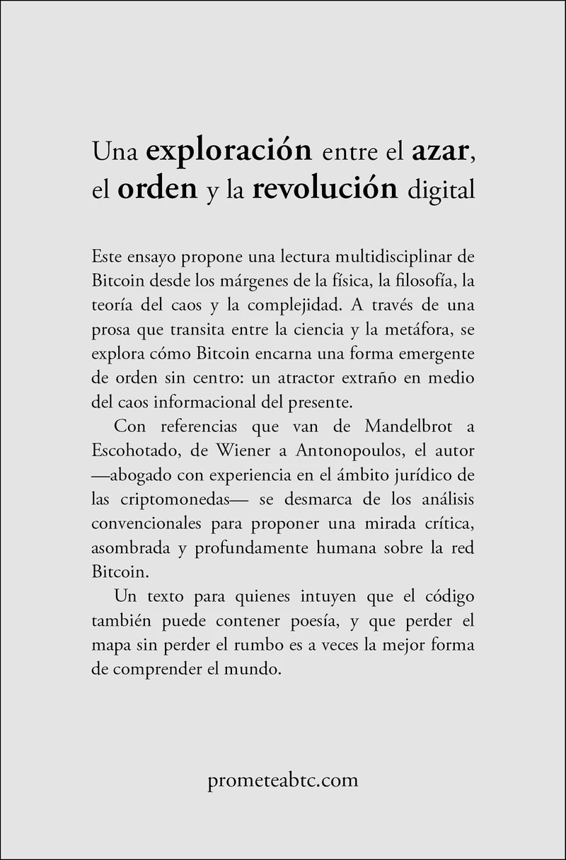 Bitcoin: un orden oculto en el caos — contraportada